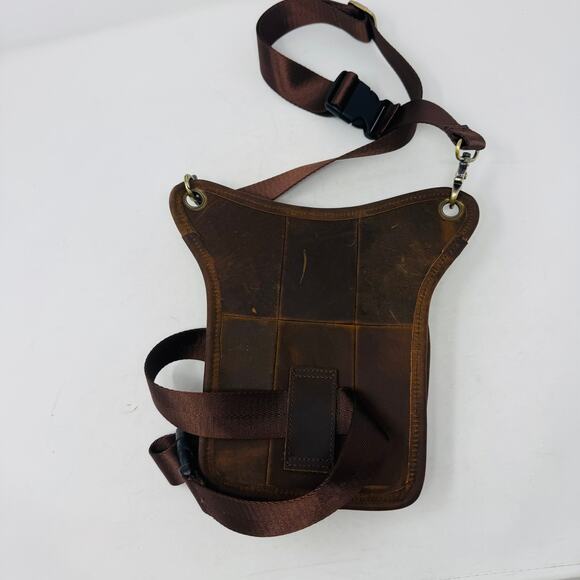 Genuine Leather Men's Drop Leg Bag Crazy Horse Motorcycle Vintage - Picture 2 of 7